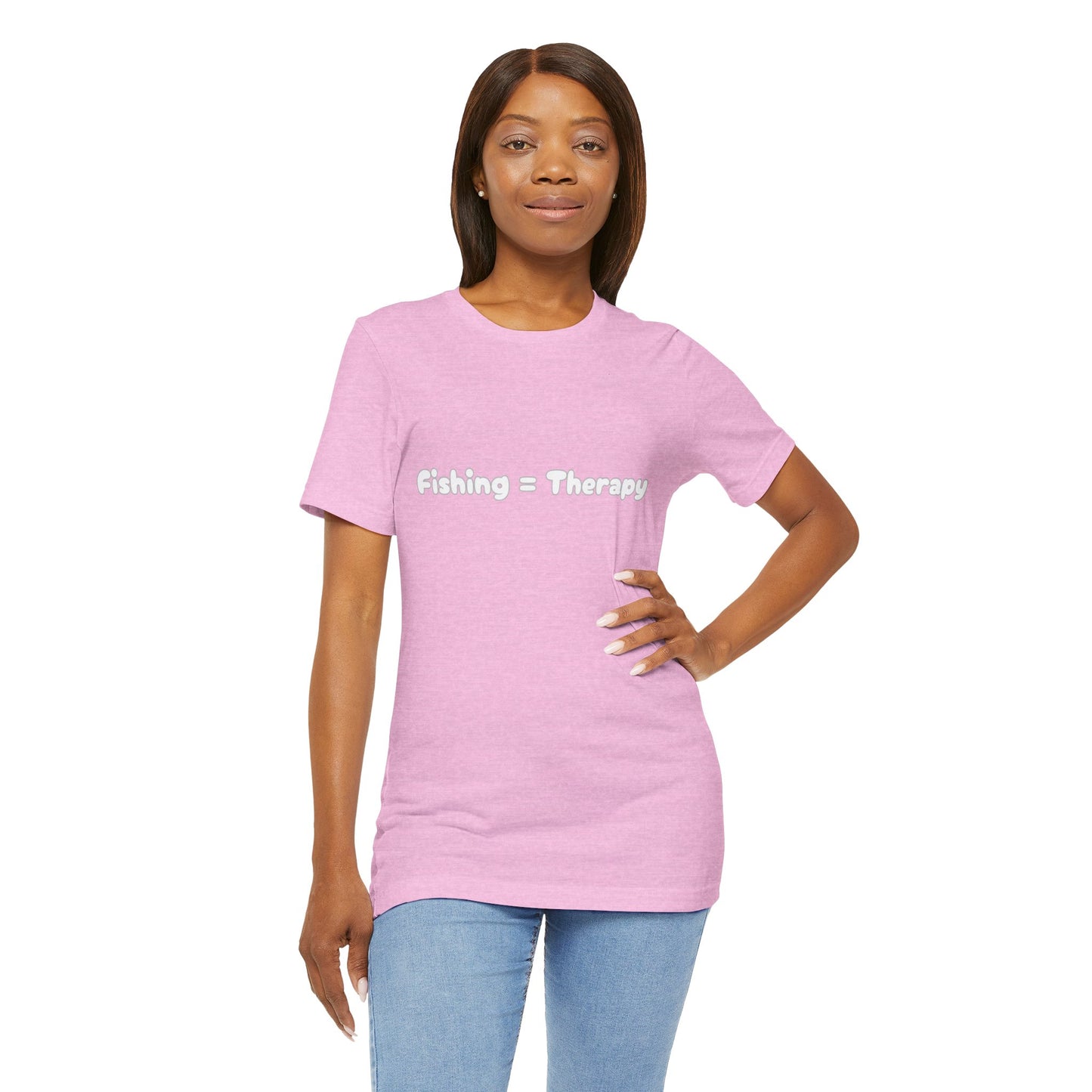 Unisex "Fishing = Therapy" Jersey Short Sleeve Tee.