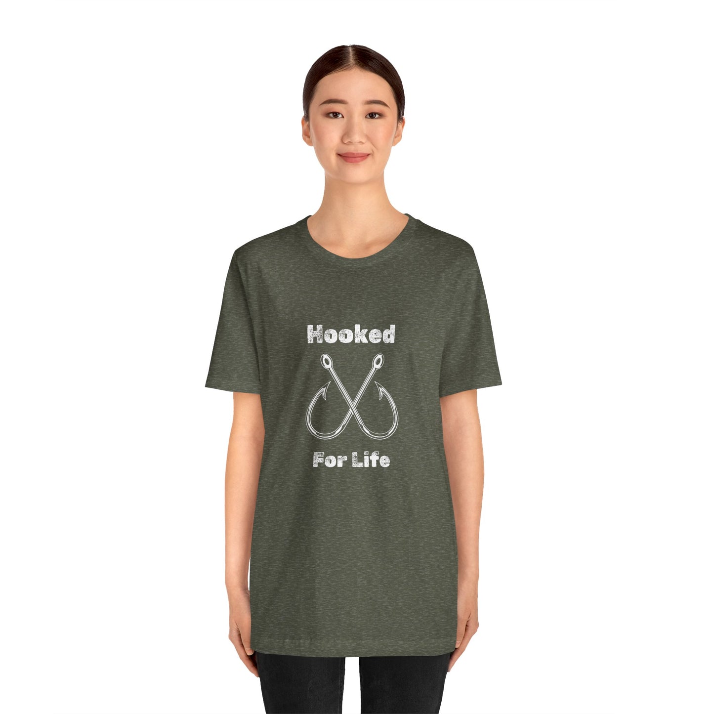 "Hooked for Life" Fishing Tee - Unisex Short Sleeve Shirt Express Delivery available.