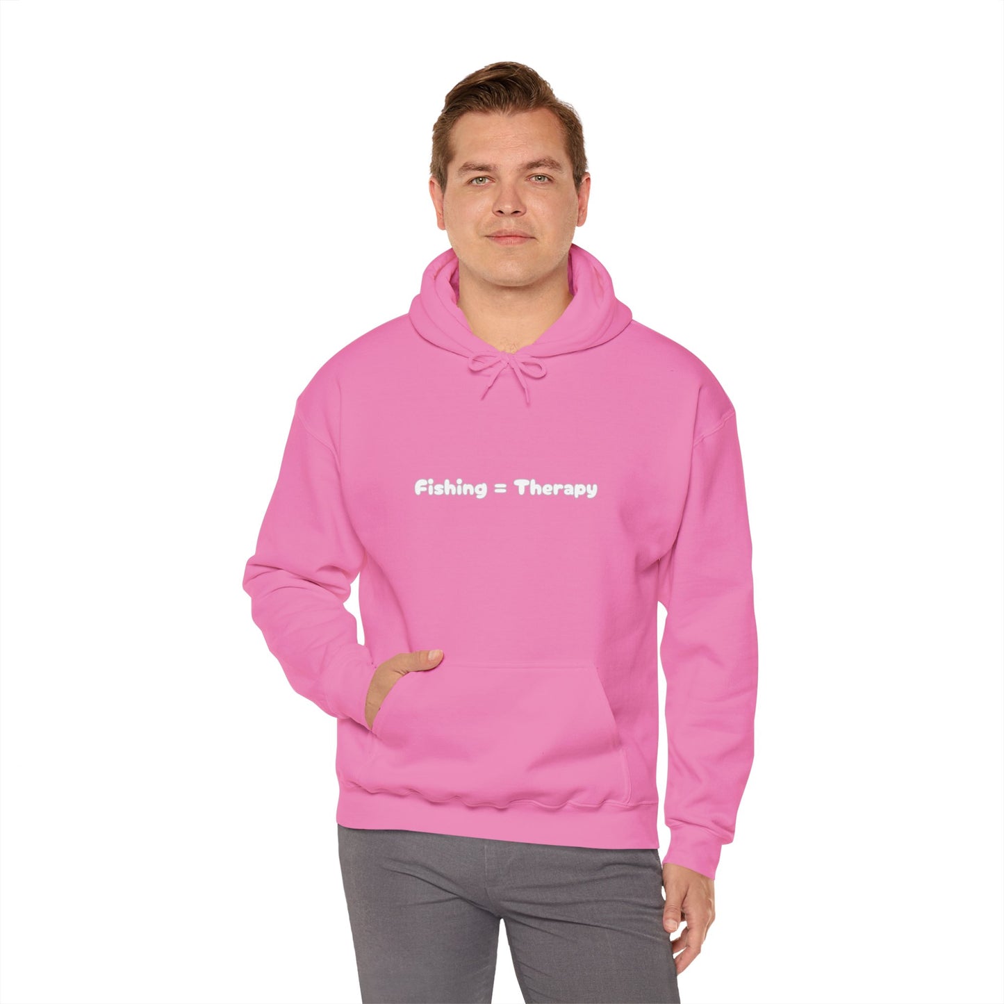 "Fishing = Therapy" Unisex Heavy Blend Hoodie - Perfect Gift for Anglers & Outdoor Lovers