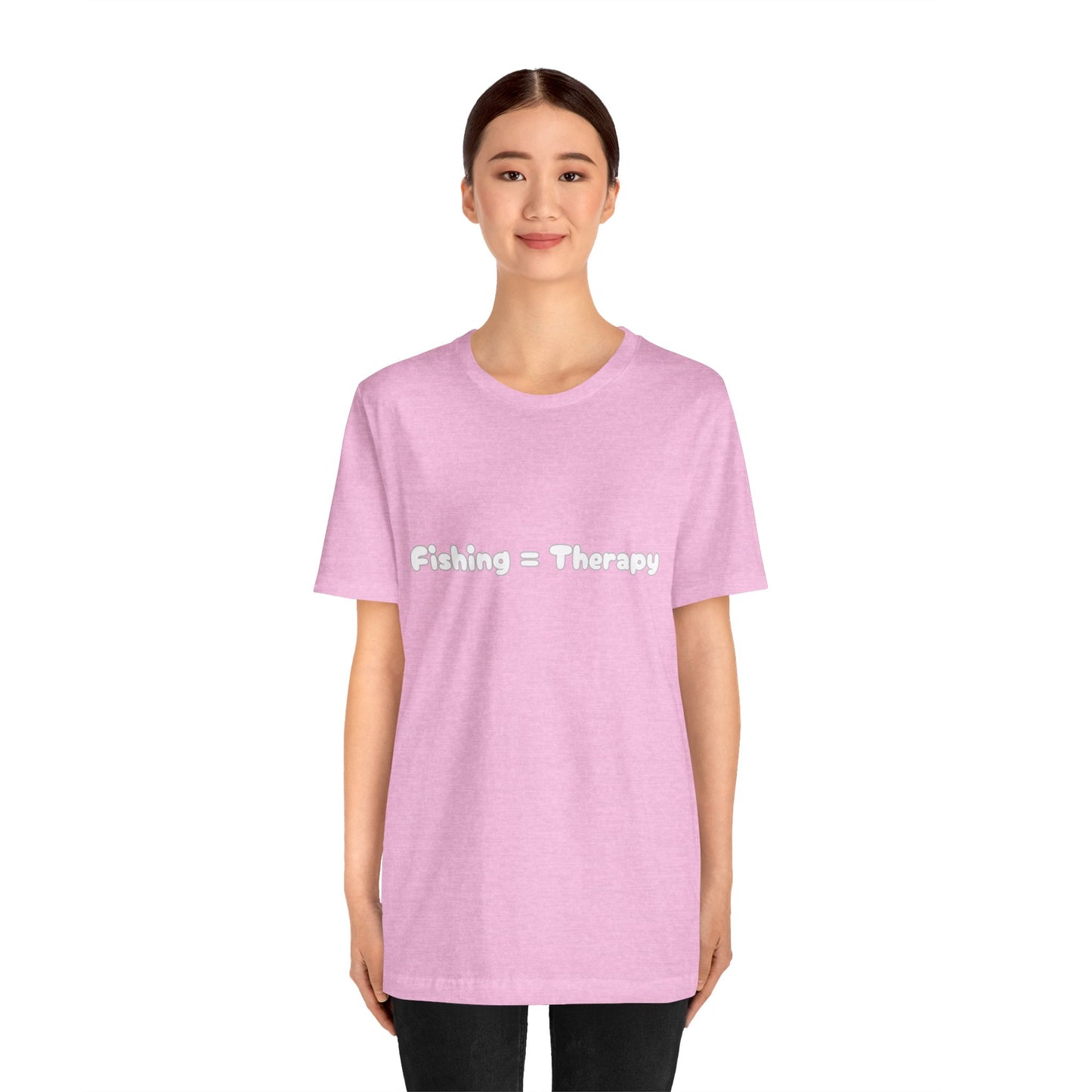 Unisex "Fishing = Therapy" Jersey Short Sleeve Tee.