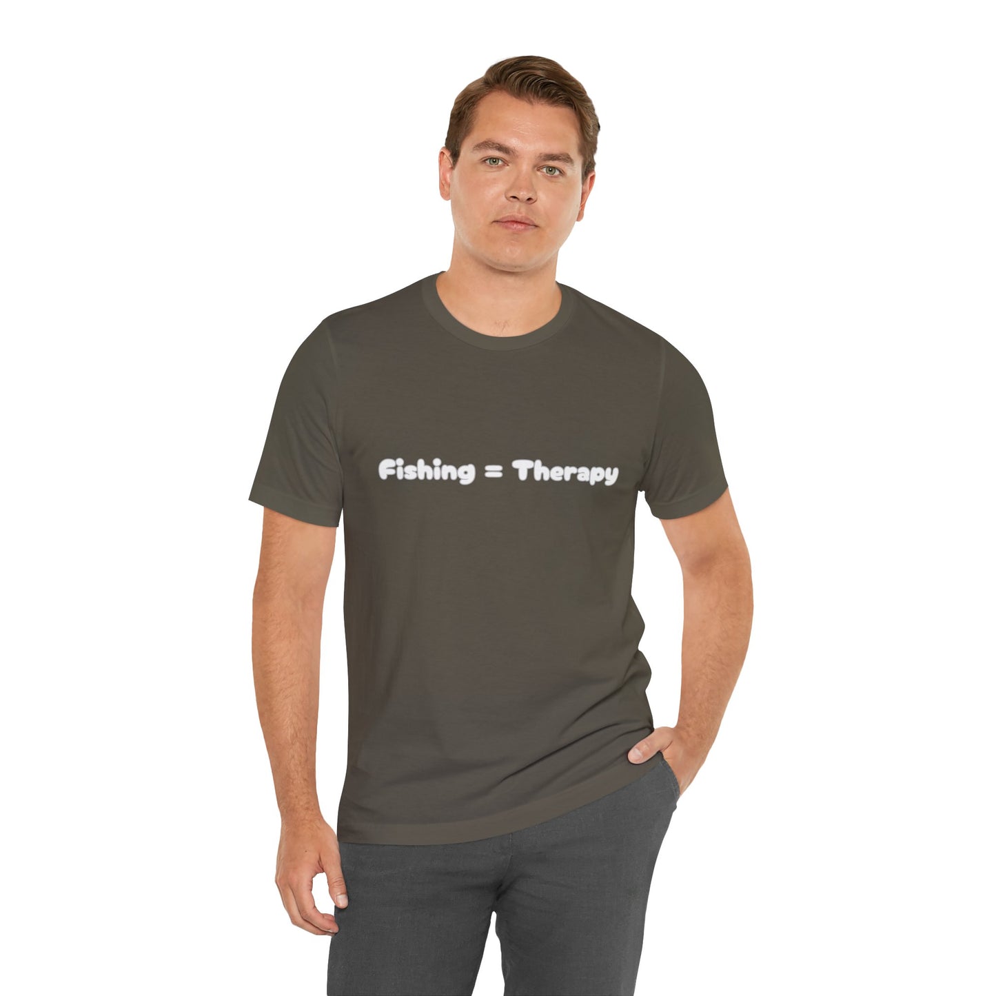 Unisex "Fishing = Therapy" Jersey Short Sleeve Tee.