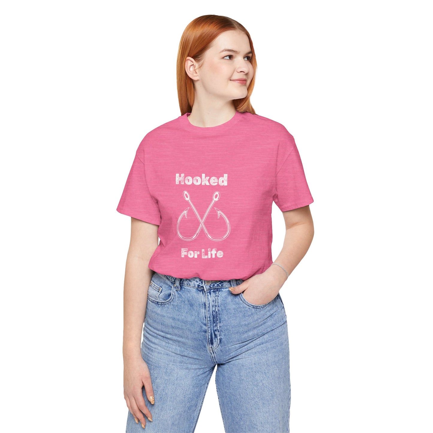 "Hooked for Life" Fishing Tee - Unisex Short Sleeve Shirt Express Delivery available.