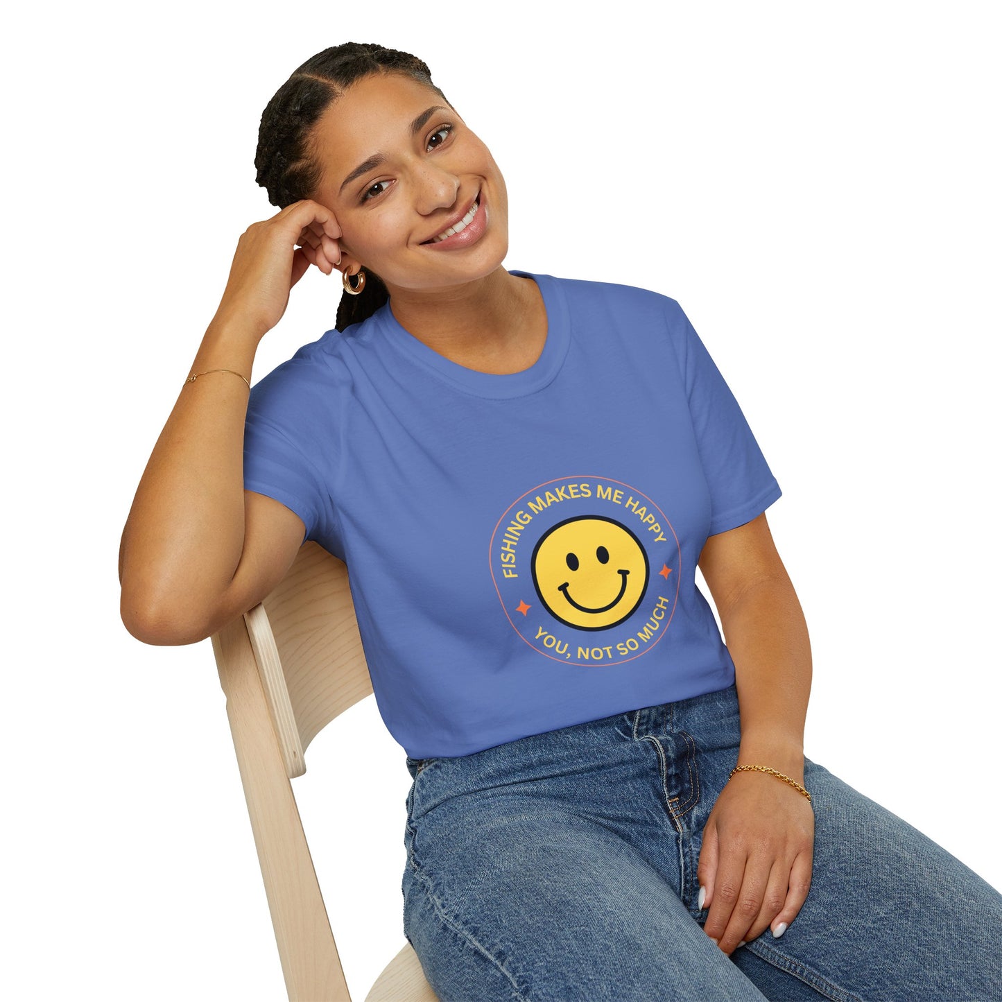 "Fishing Makes Me Happy" Unisex Softstyle T-Shirt