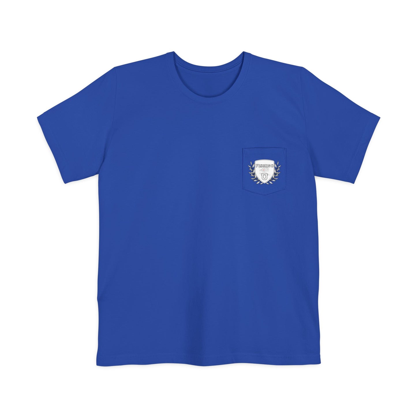 "Fishing University" Unisex Pocket T-Shirt - Unique Graphic Tee for Casual Style.