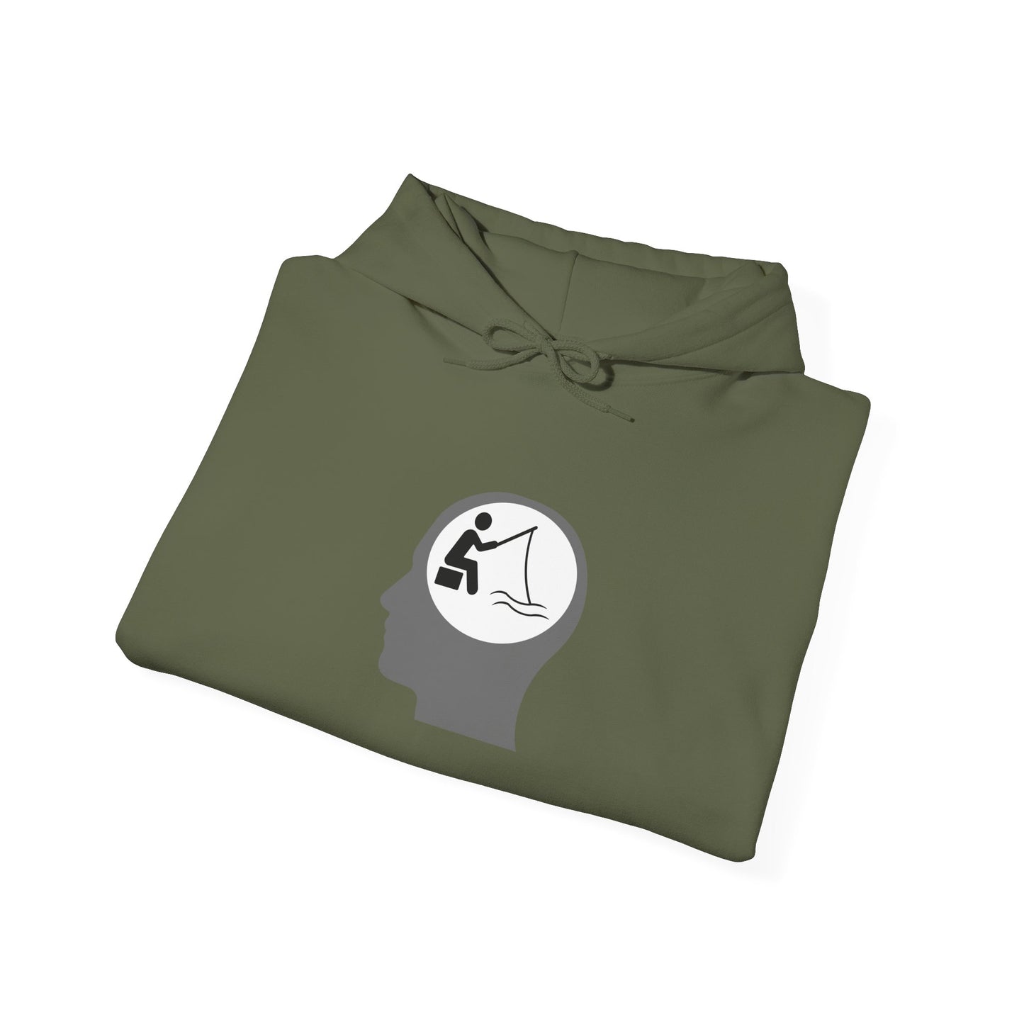 "Fishing On The Brain" Hoodie - Unisex Heavy Blend Sweatshirt with Relaxing Design