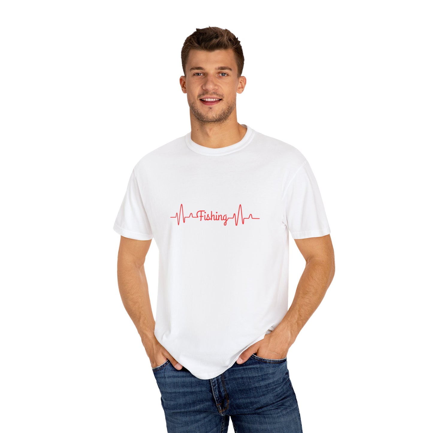 "Fishing Heartbeat" Unisex Garment-Dyed T-Shirt