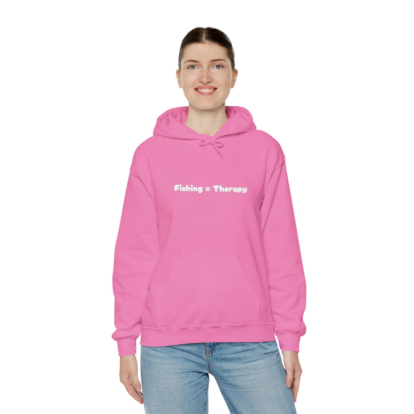 "Fishing = Therapy" Unisex Heavy Blend Hoodie - Perfect Gift for Anglers & Outdoor Lovers
