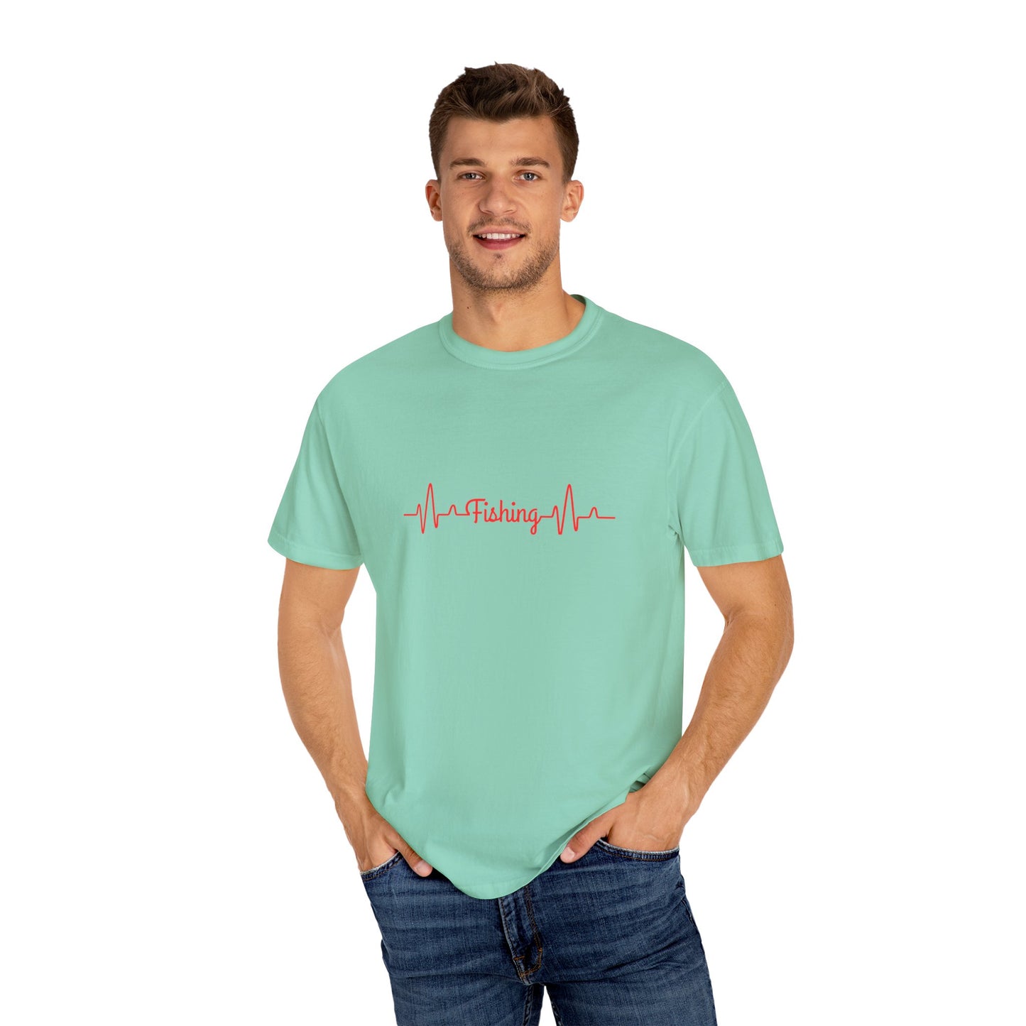 "Fishing Heartbeat" Unisex Garment-Dyed T-Shirt