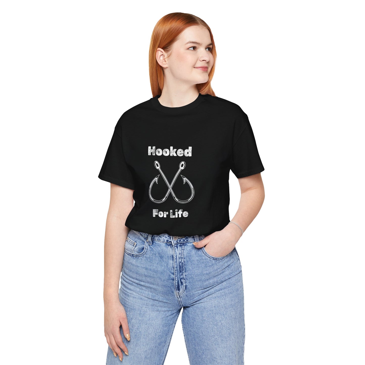 "Hooked for Life" Fishing Tee - Unisex Short Sleeve Shirt Express Delivery available.