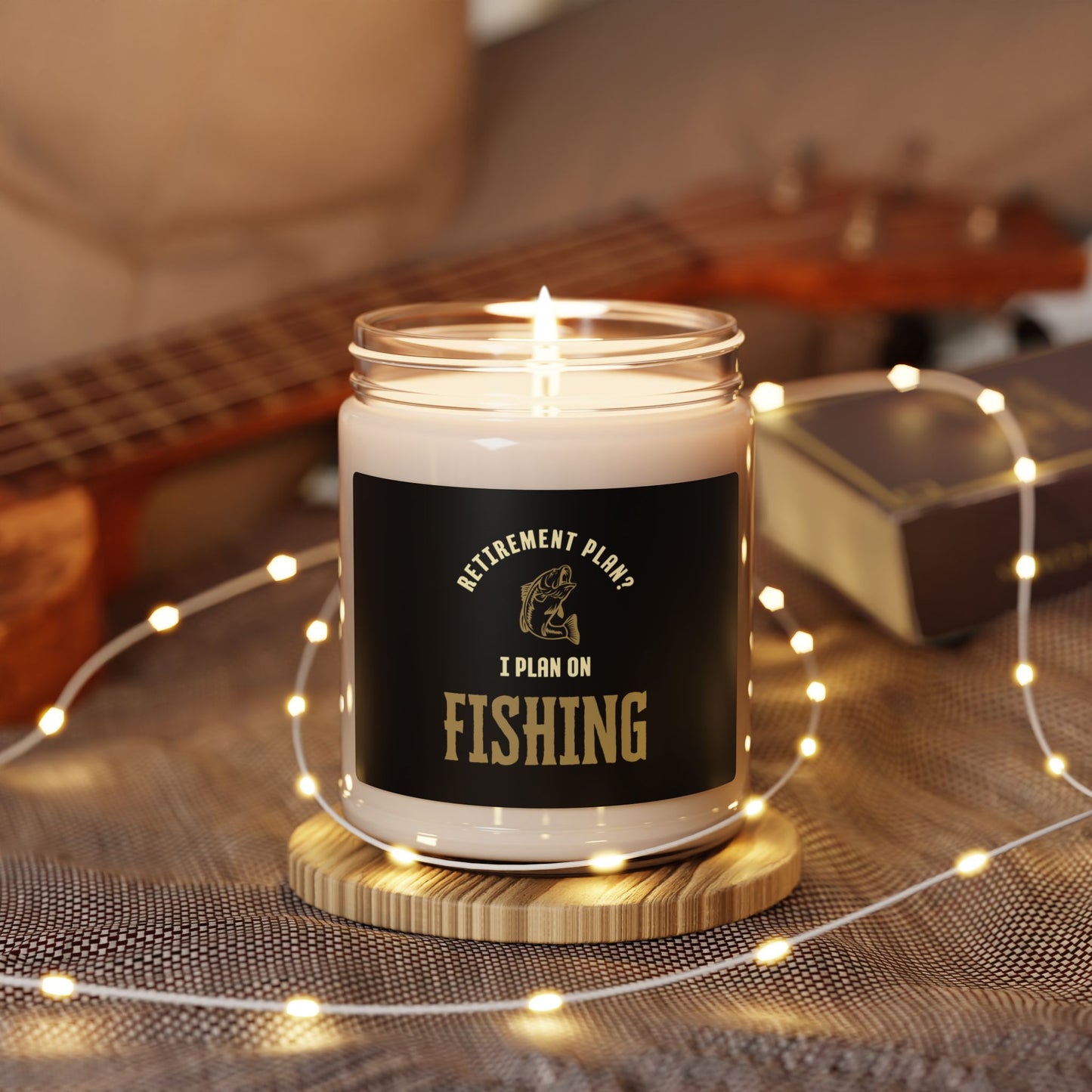 "Retirement Plan? I Plan On Fishing" Fishing Scented Soy Candle - Relaxing Gift for Fishermen, 9oz