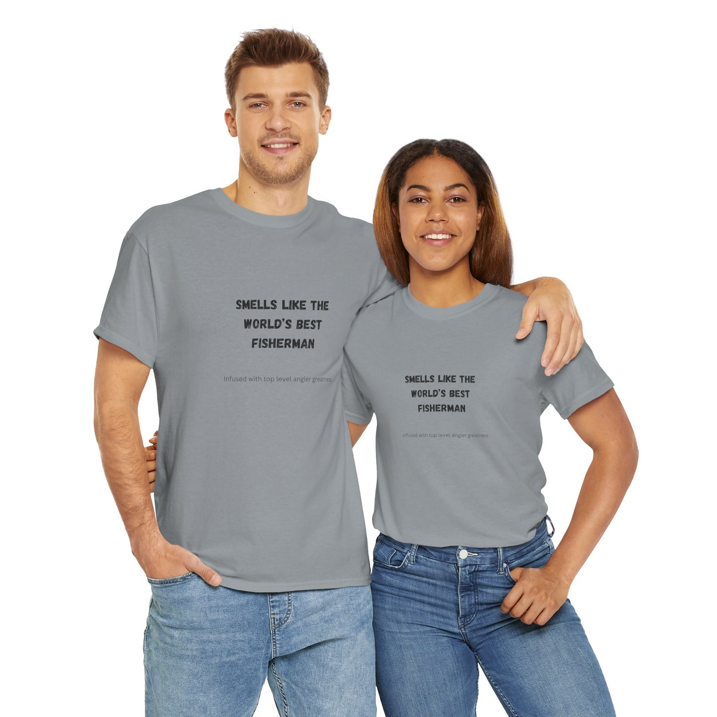 "Smells Like the World's Best Fisherman" Unisex Heavy Cotton Tee - Perfect Fishing Gift