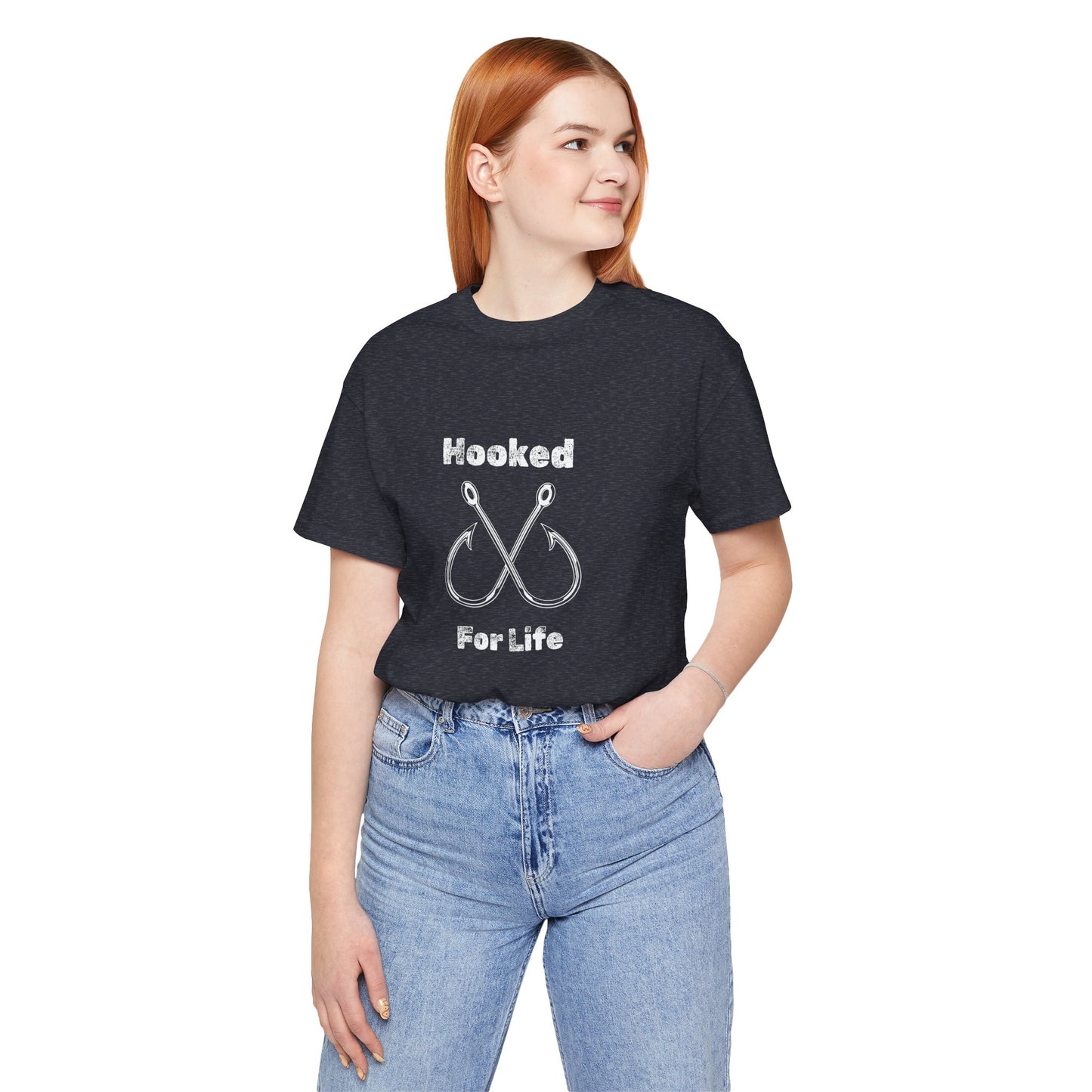 "Hooked for Life" Fishing Tee - Unisex Short Sleeve Shirt Express Delivery available.