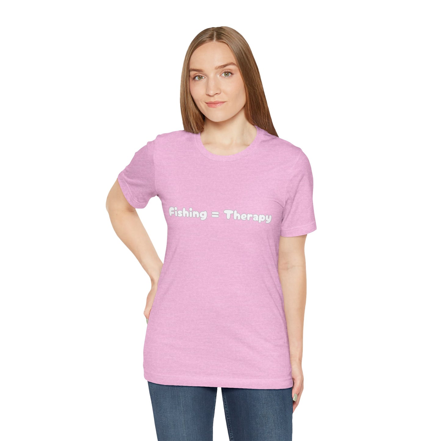 Unisex "Fishing = Therapy" Jersey Short Sleeve Tee.