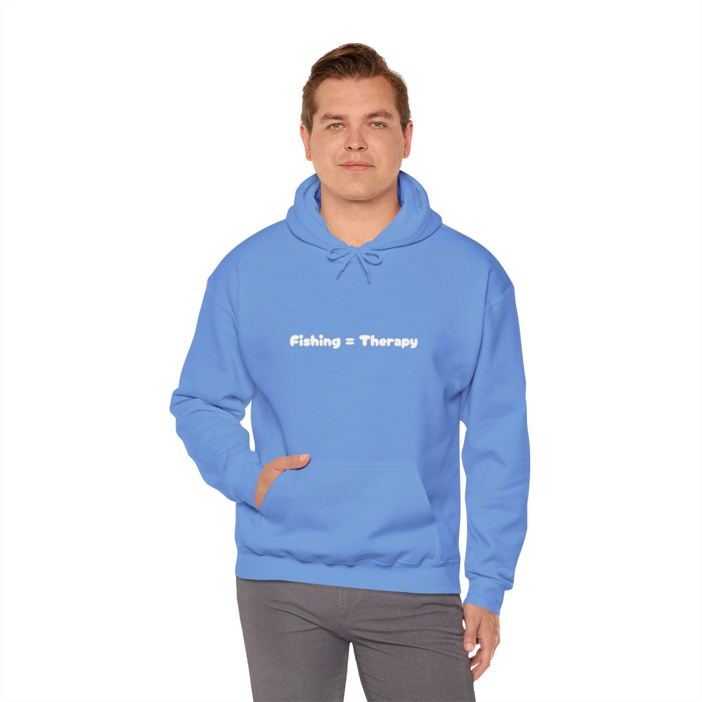 "Fishing = Therapy" Unisex Heavy Blend Hoodie - Perfect Gift for Anglers & Outdoor Lovers
