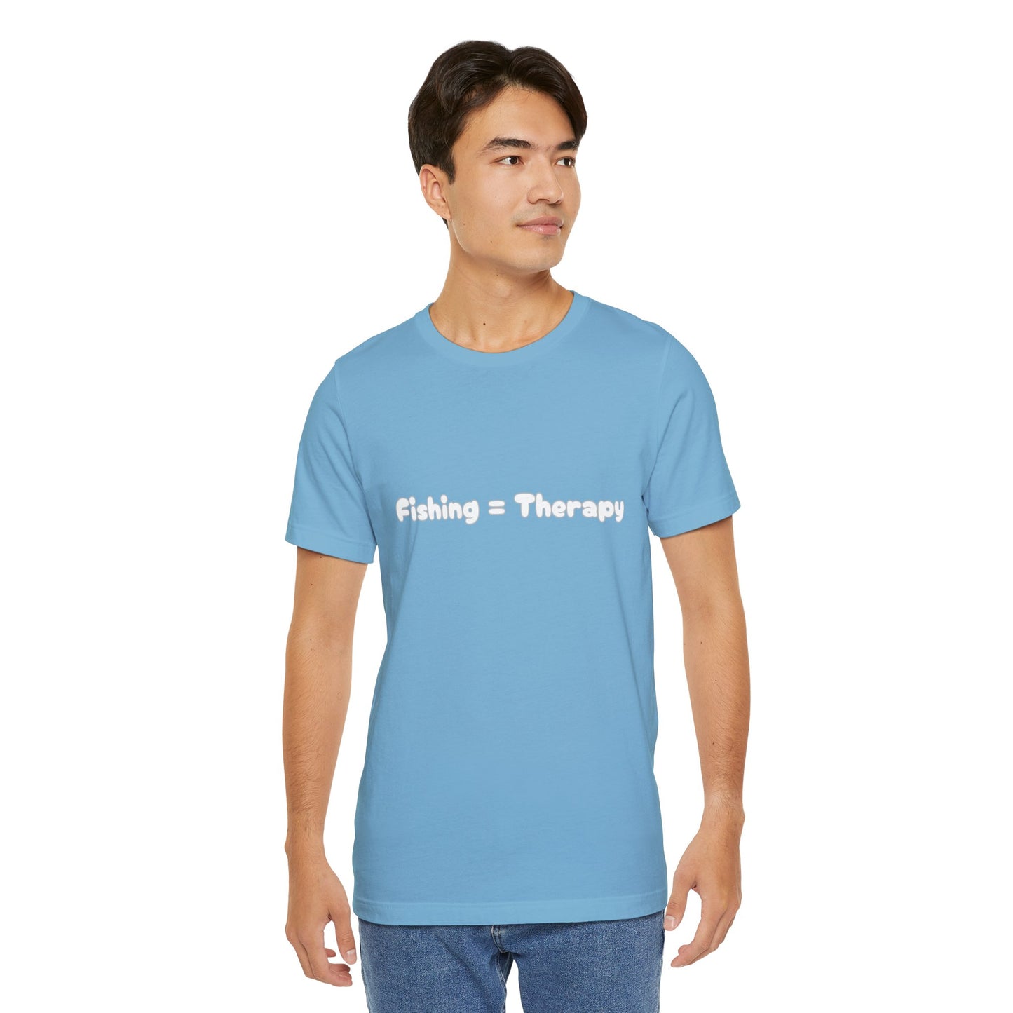 Unisex "Fishing = Therapy" Jersey Short Sleeve Tee.