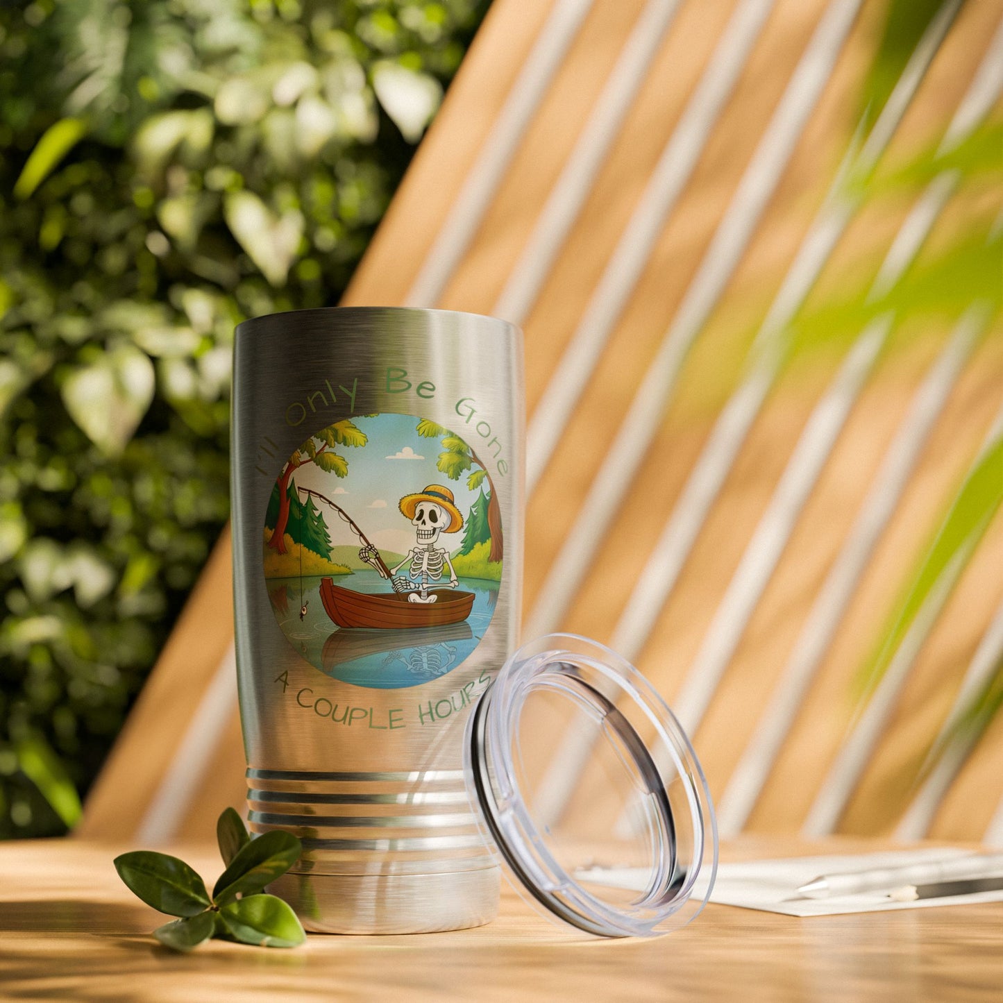 "I'll Only Be Gone A Couple Hours" Fishing Theme - 20oz Insulated Travel Mug for Outdoor Enthusiasts