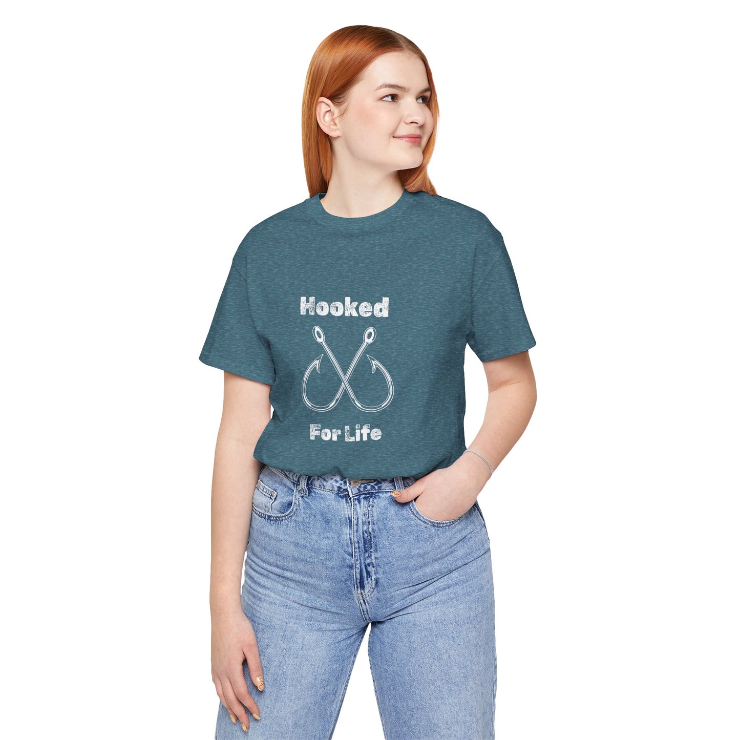"Hooked for Life" Fishing Tee - Unisex Short Sleeve Shirt Express Delivery available.