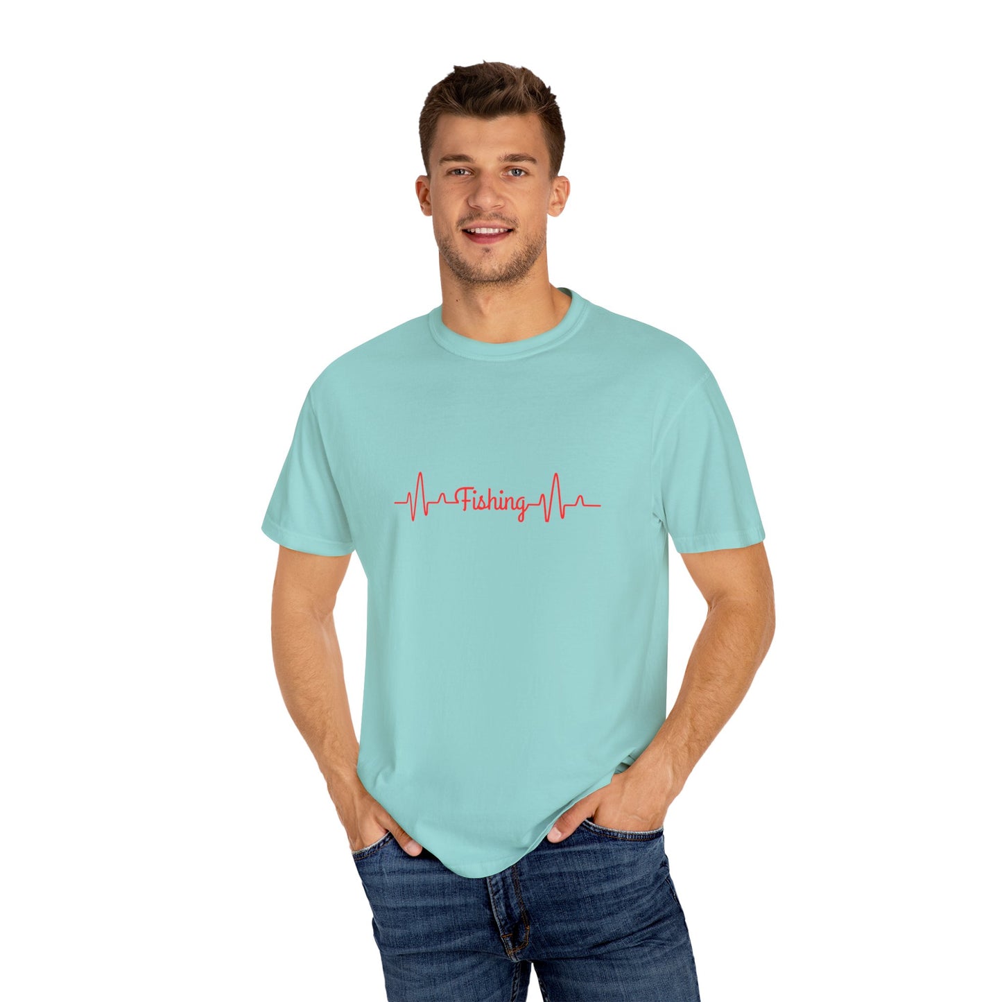"Fishing Heartbeat" Unisex Garment-Dyed T-Shirt