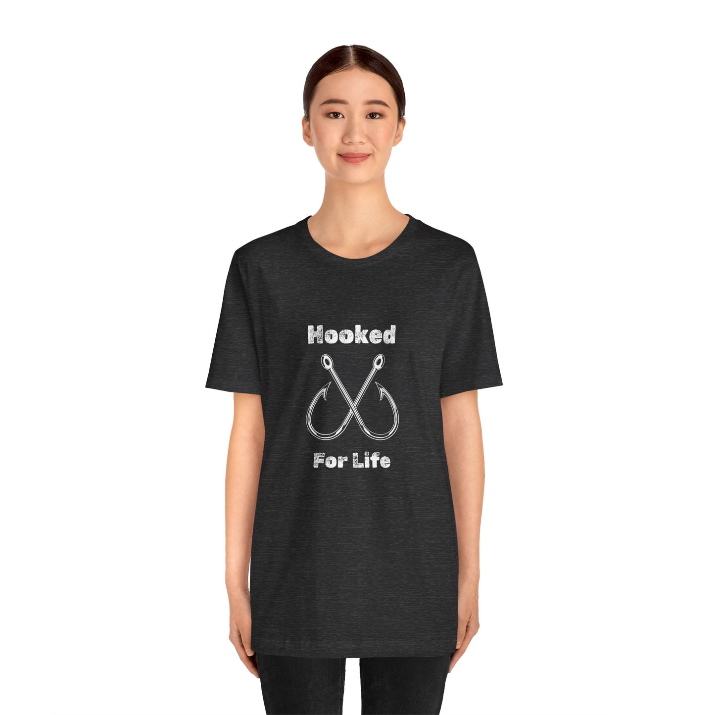"Hooked for Life" Fishing Tee - Unisex Short Sleeve Shirt Express Delivery available.