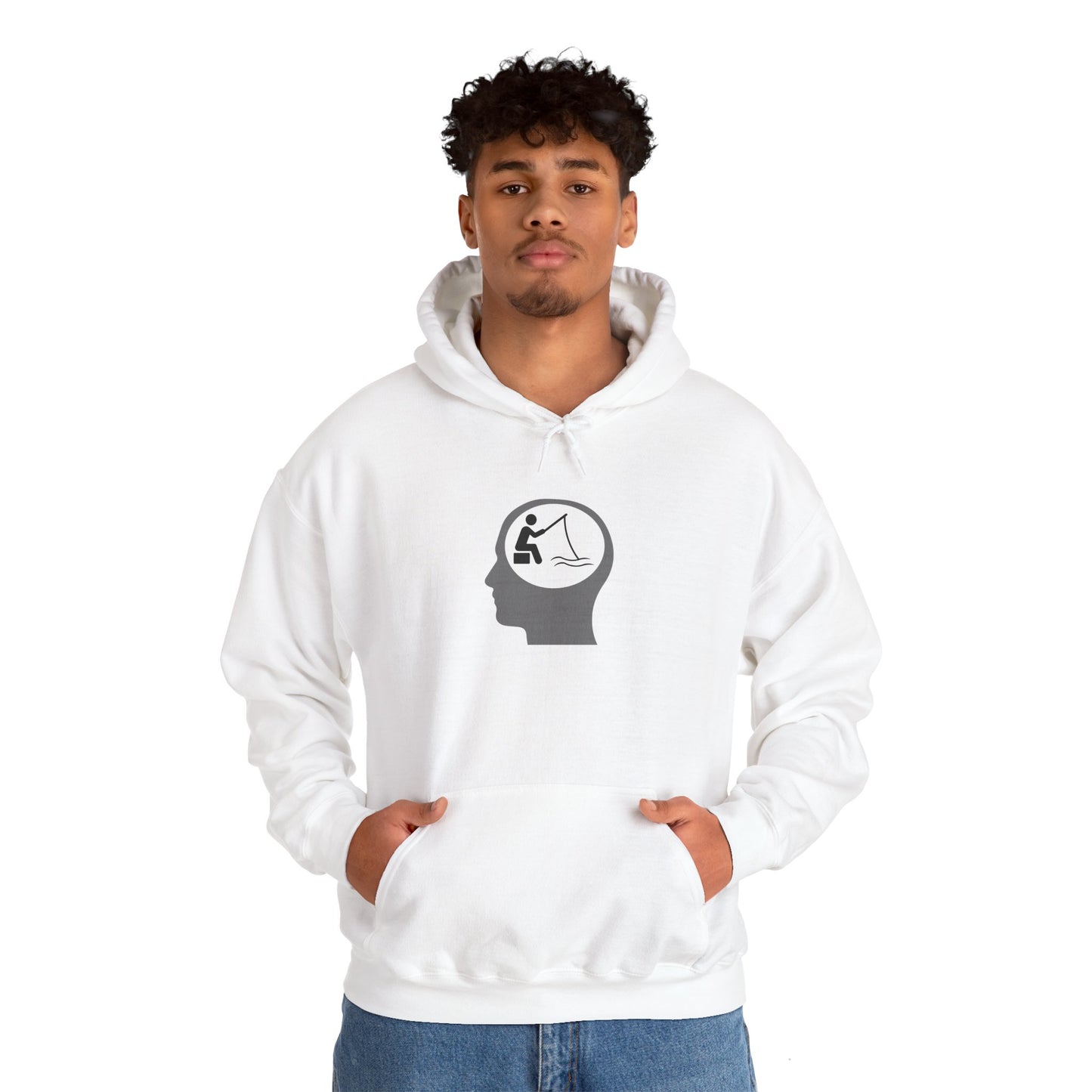 "Fishing On The Brain" Hoodie - Unisex Heavy Blend Sweatshirt with Relaxing Design