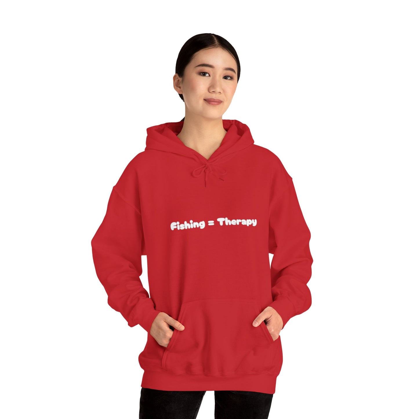 "Fishing = Therapy" Unisex Heavy Blend Hoodie - Perfect Gift for Anglers & Outdoor Lovers
