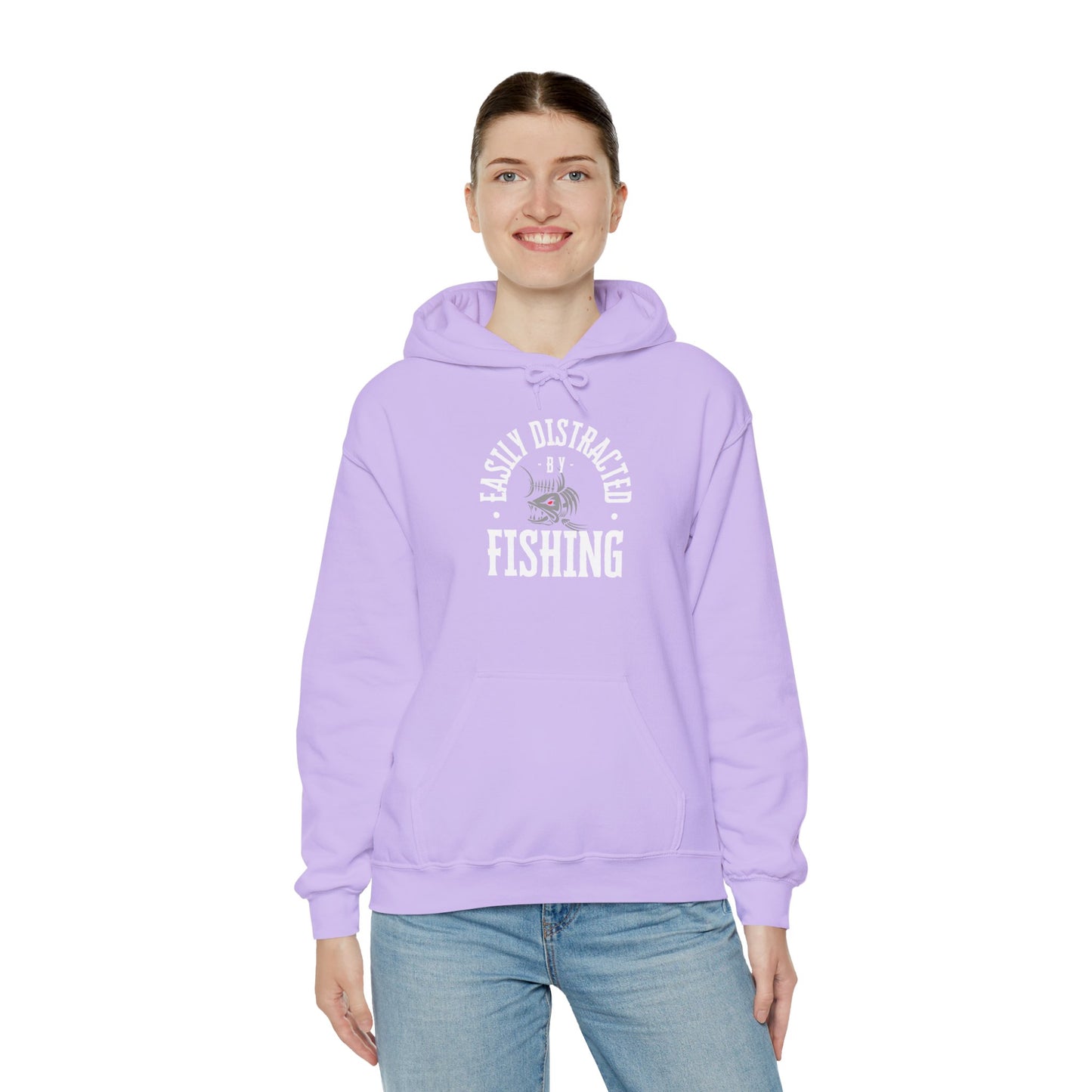 "Easily Distracted by Fishing" Hoodie - Unisex Heavy Blend Sweatshirt for Fishing Lovers