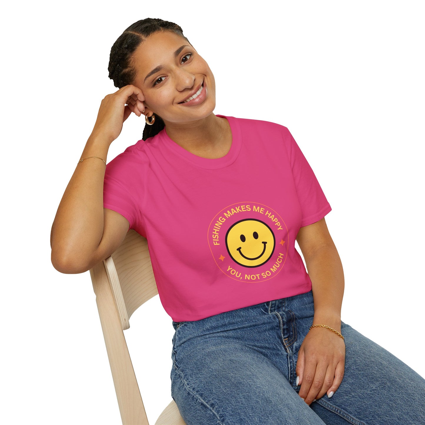 "Fishing Makes Me Happy" Unisex Softstyle T-Shirt