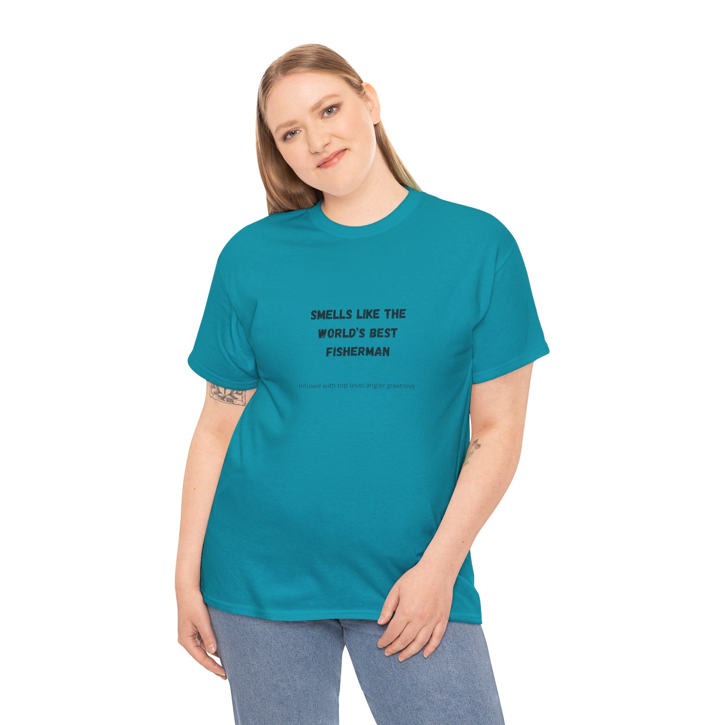 "Smells Like the World's Best Fisherman" Unisex Heavy Cotton Tee - Perfect Fishing Gift