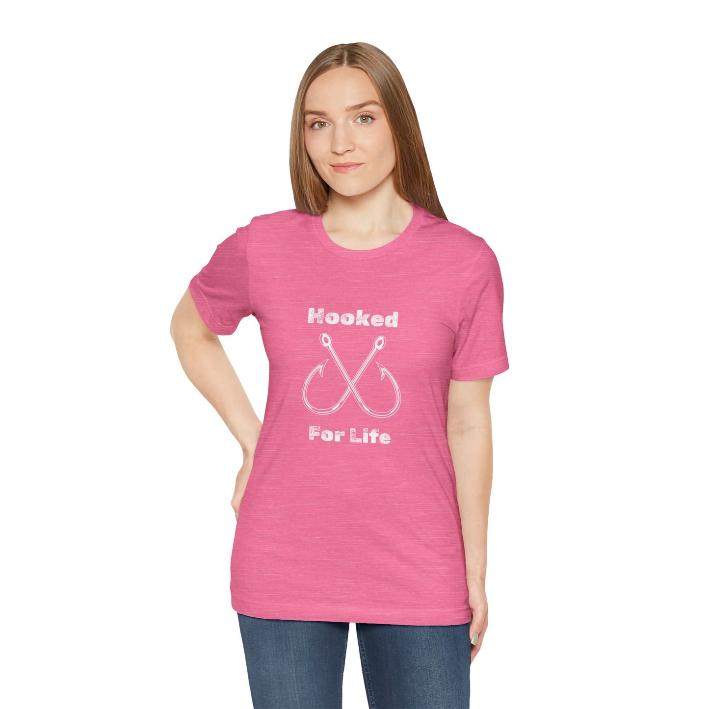 "Hooked for Life" Fishing Tee - Unisex Short Sleeve Shirt Express Delivery available.