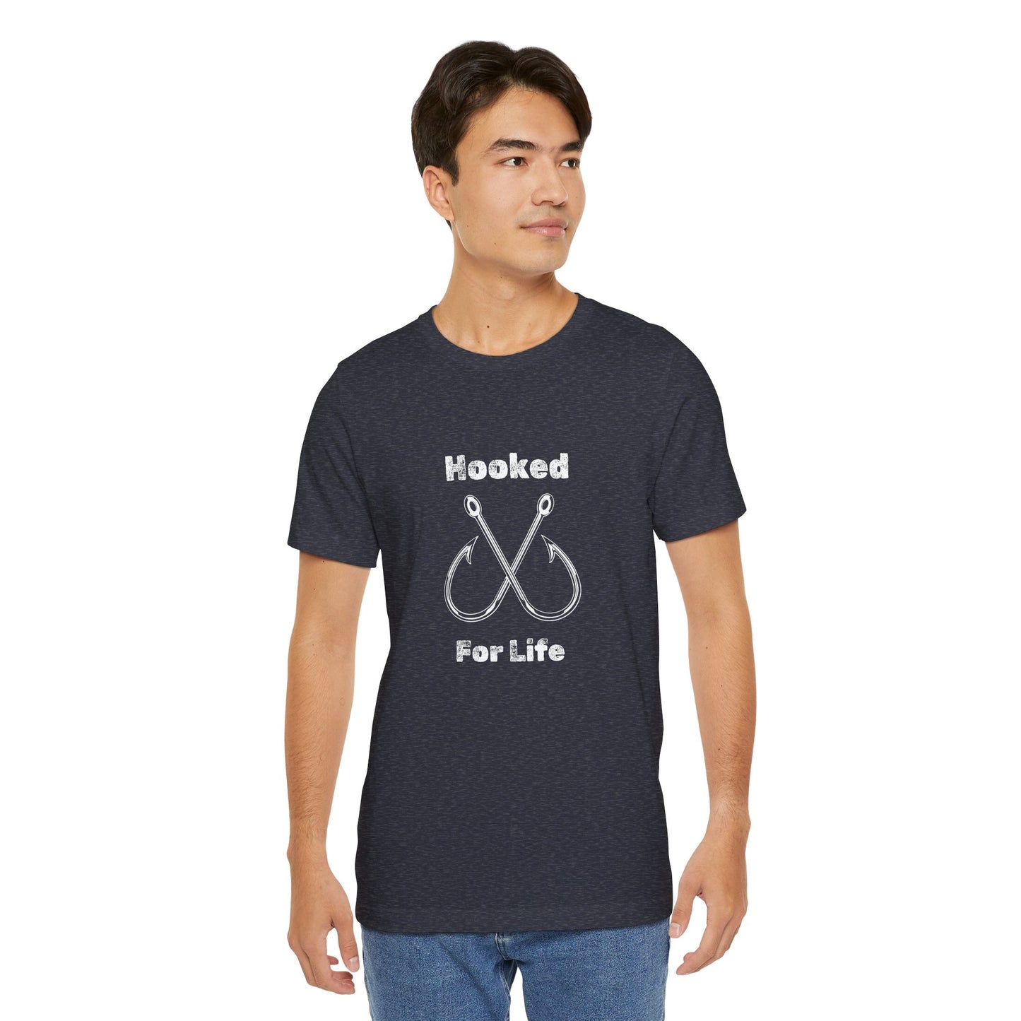 "Hooked for Life" Fishing Tee - Unisex Short Sleeve Shirt Express Delivery available.