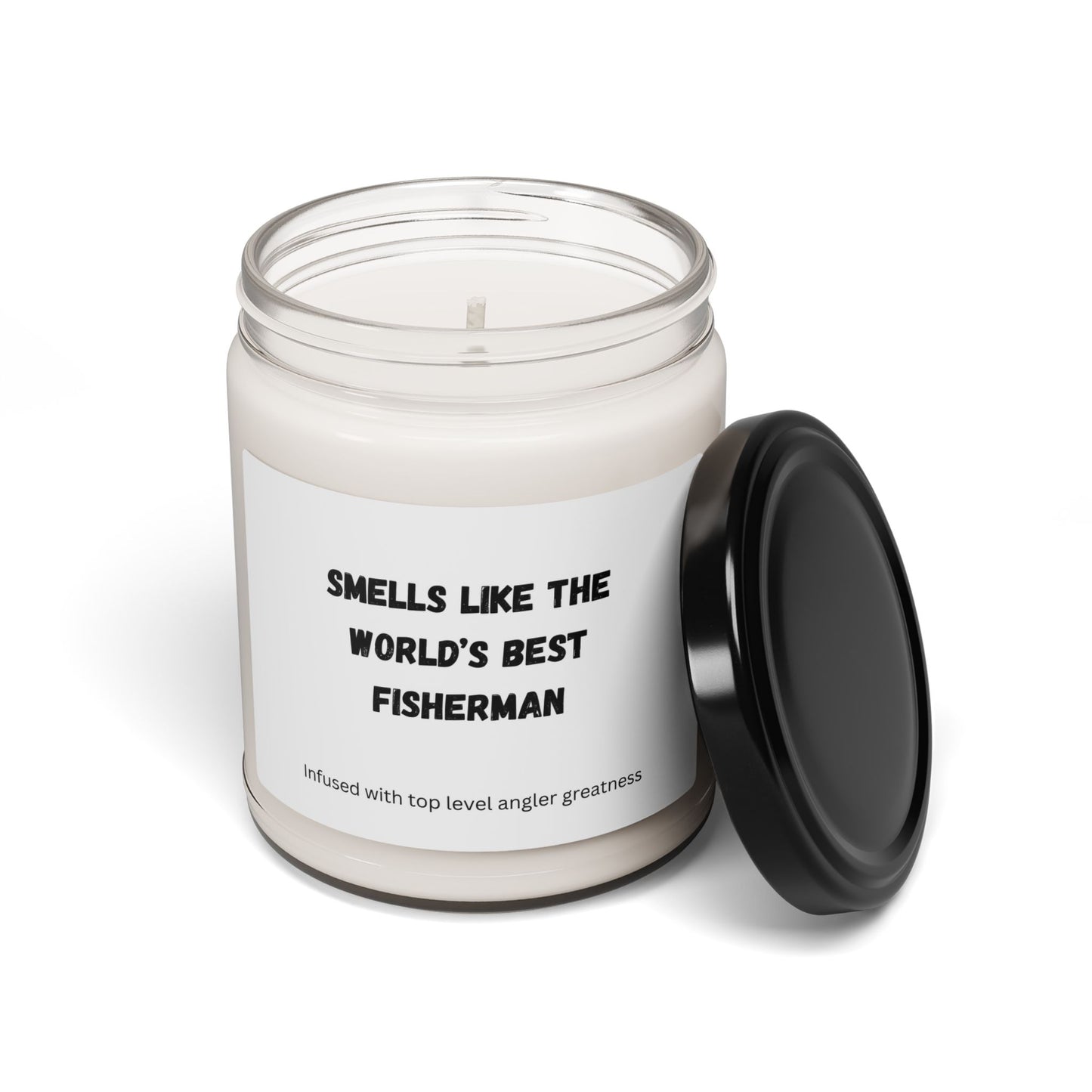 "Smells Like The World's Best Fisherman" Scented Soy Candle, 9oz. #fishing #fisherman #fish #candle #worldsbest