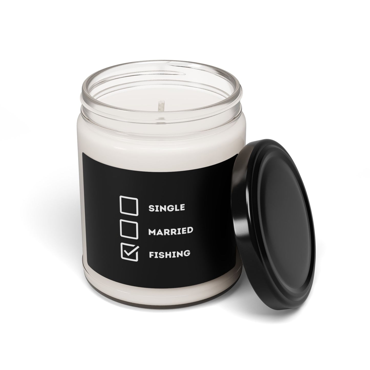 "Single, Married, Fishing Check Box" Scented Soy Candle - Perfect Gift for Anglers