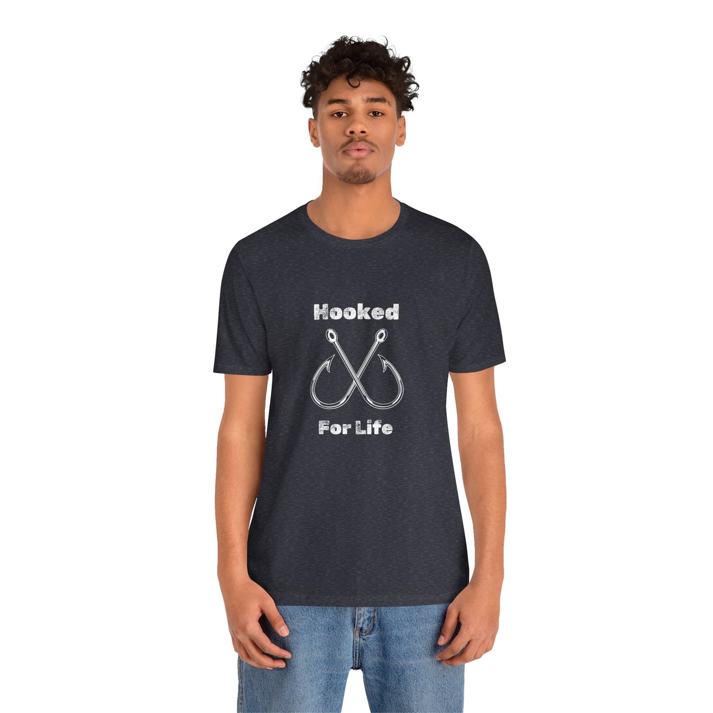 "Hooked for Life" Fishing Tee - Unisex Short Sleeve Shirt Express Delivery available.