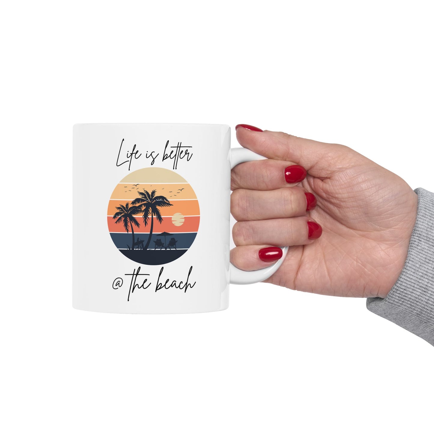 Tropical Sunset Ceramic Mug - "Life Is Better @ The Beach"