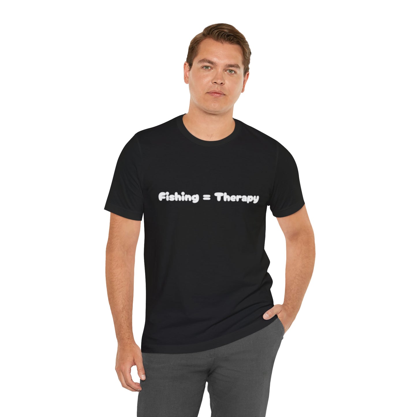 Unisex "Fishing = Therapy" Jersey Short Sleeve Tee.