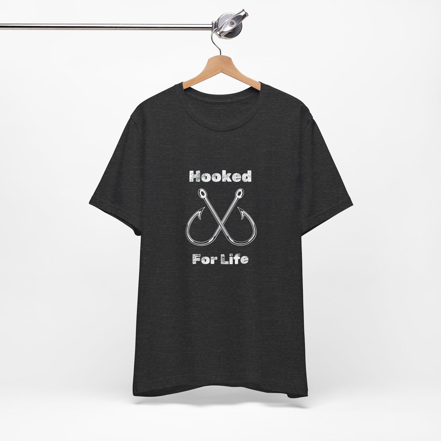 "Hooked for Life" Fishing Tee - Unisex Short Sleeve Shirt Express Delivery available.