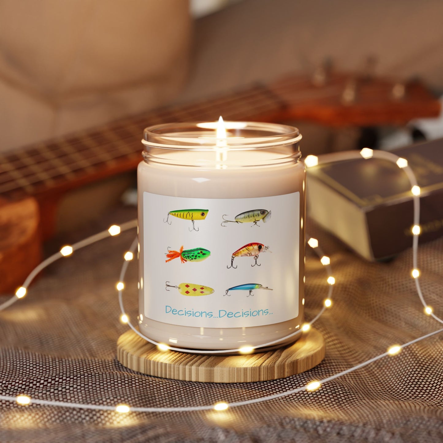 Fishing-Themed Scented Soy Candle - "Decisions...Decisions"