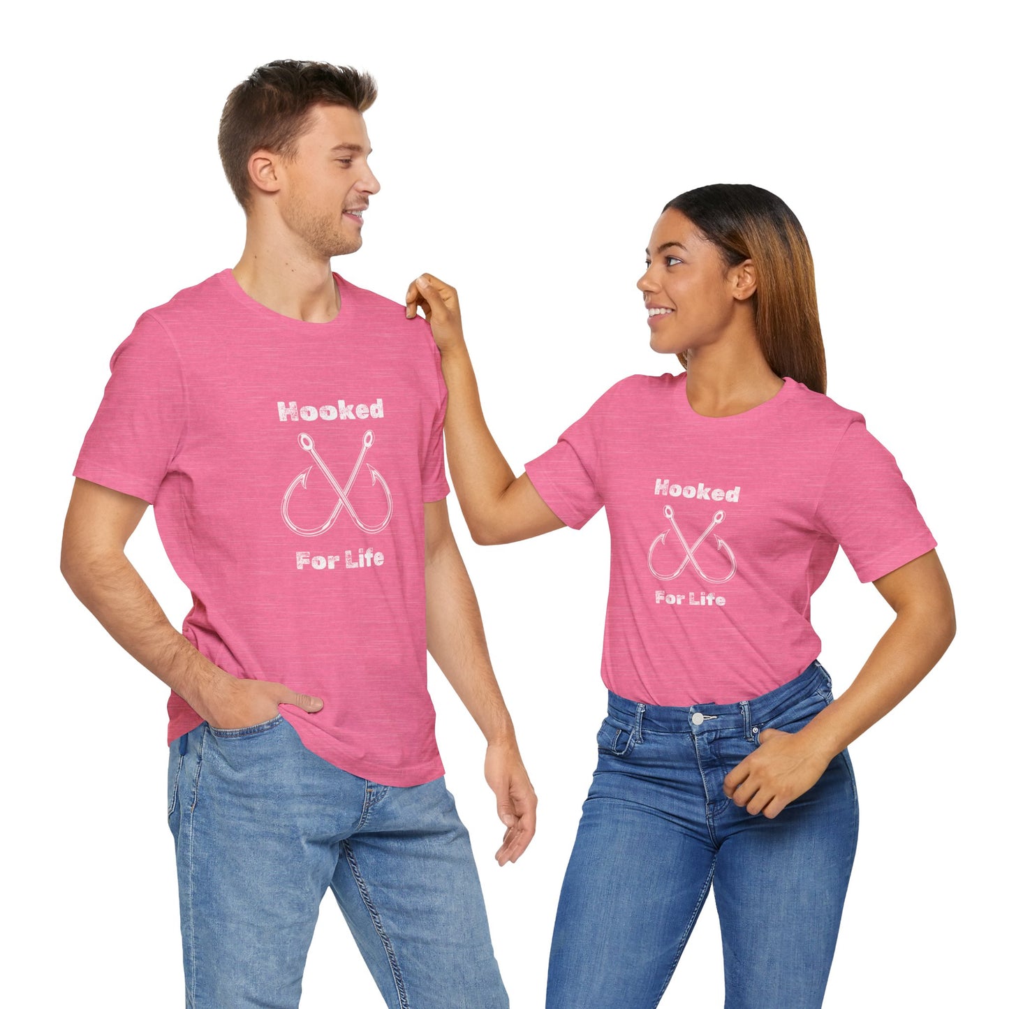 "Hooked for Life" Fishing Tee - Unisex Short Sleeve Shirt Express Delivery available.