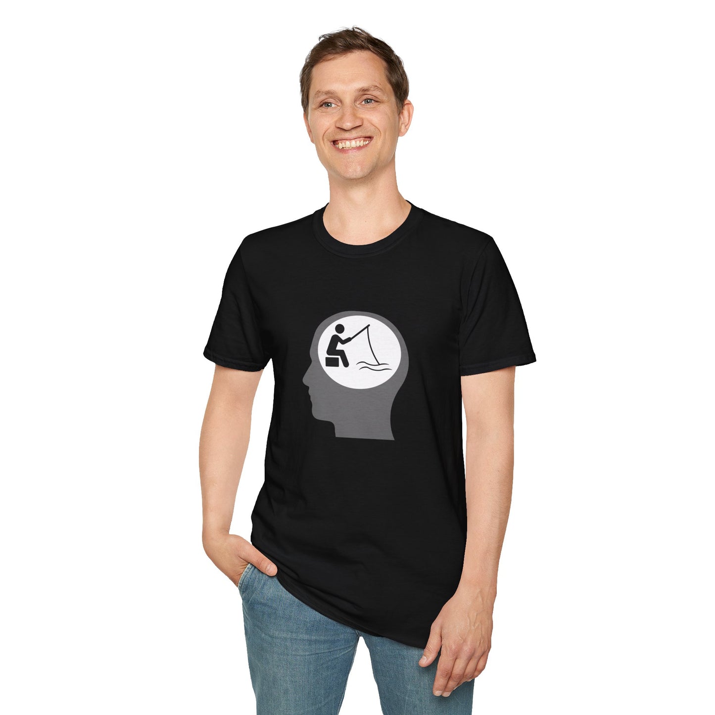 "Fishing On The Brain" Unisex Softstyle T-Shirt. #fishing #fish #fisherman #boating #boats #outdoors #creek #lake #bass
