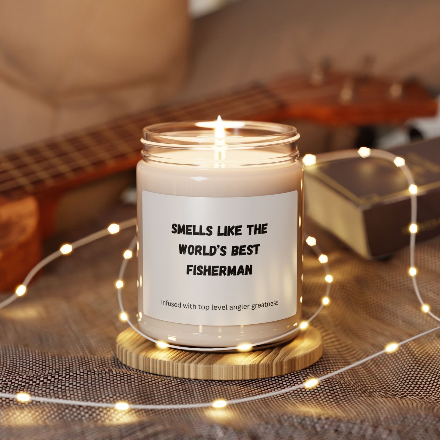 "Smells Like The World's Best Fisherman" Scented Soy Candle, 9oz. #fishing #fisherman #fish #candle #worldsbest