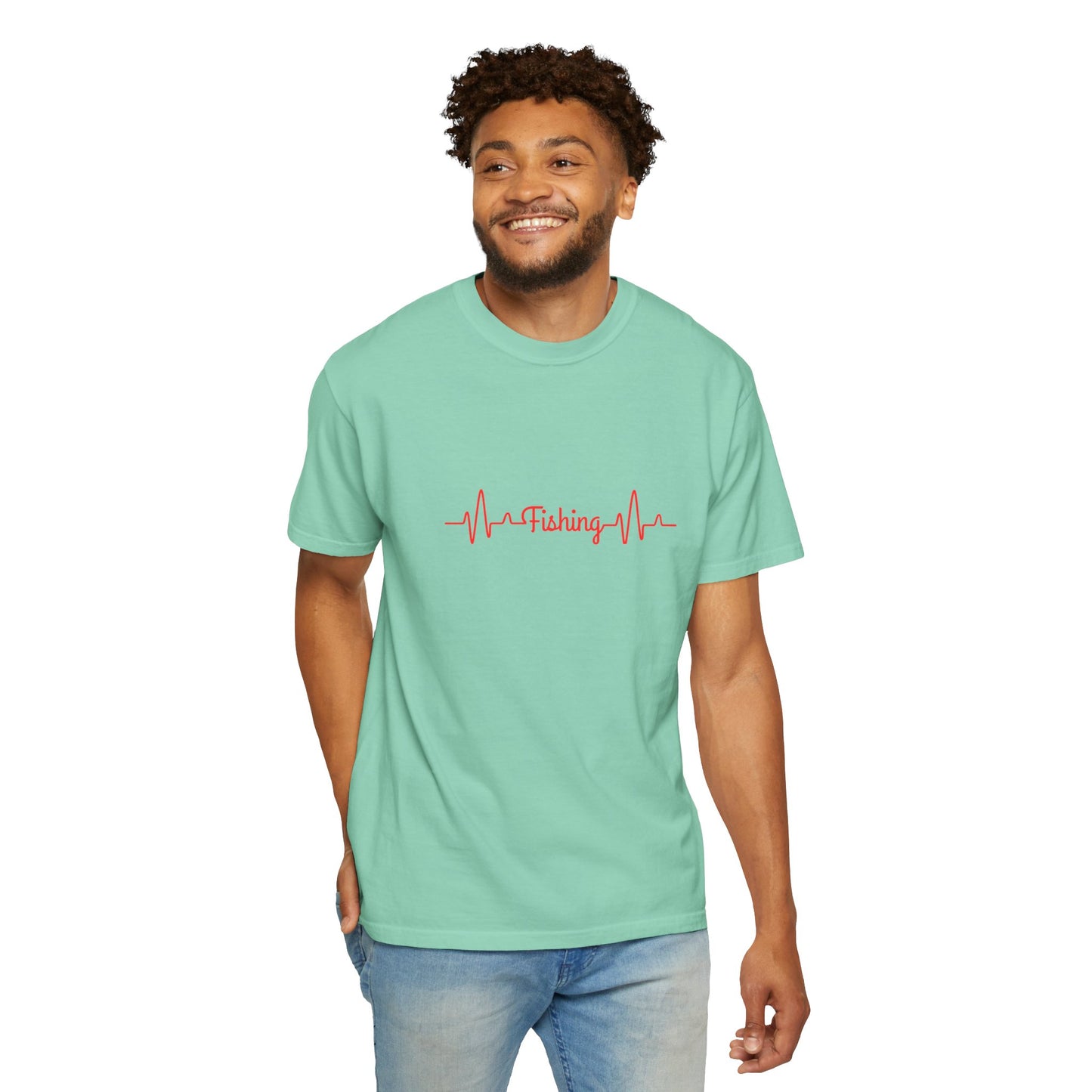 "Fishing Heartbeat" Unisex Garment-Dyed T-Shirt