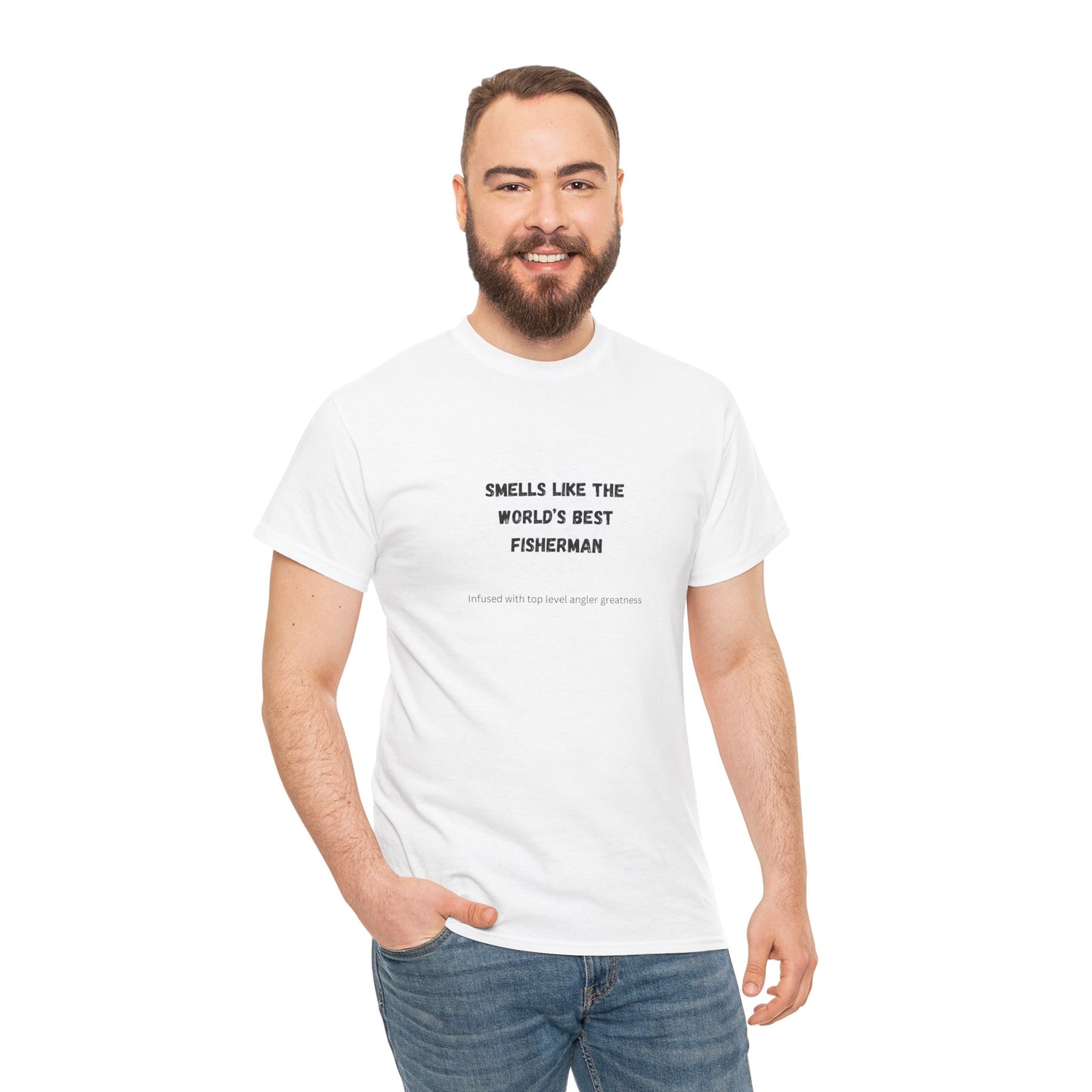 "Smells Like the World's Best Fisherman" Unisex Heavy Cotton Tee - Perfect Fishing Gift