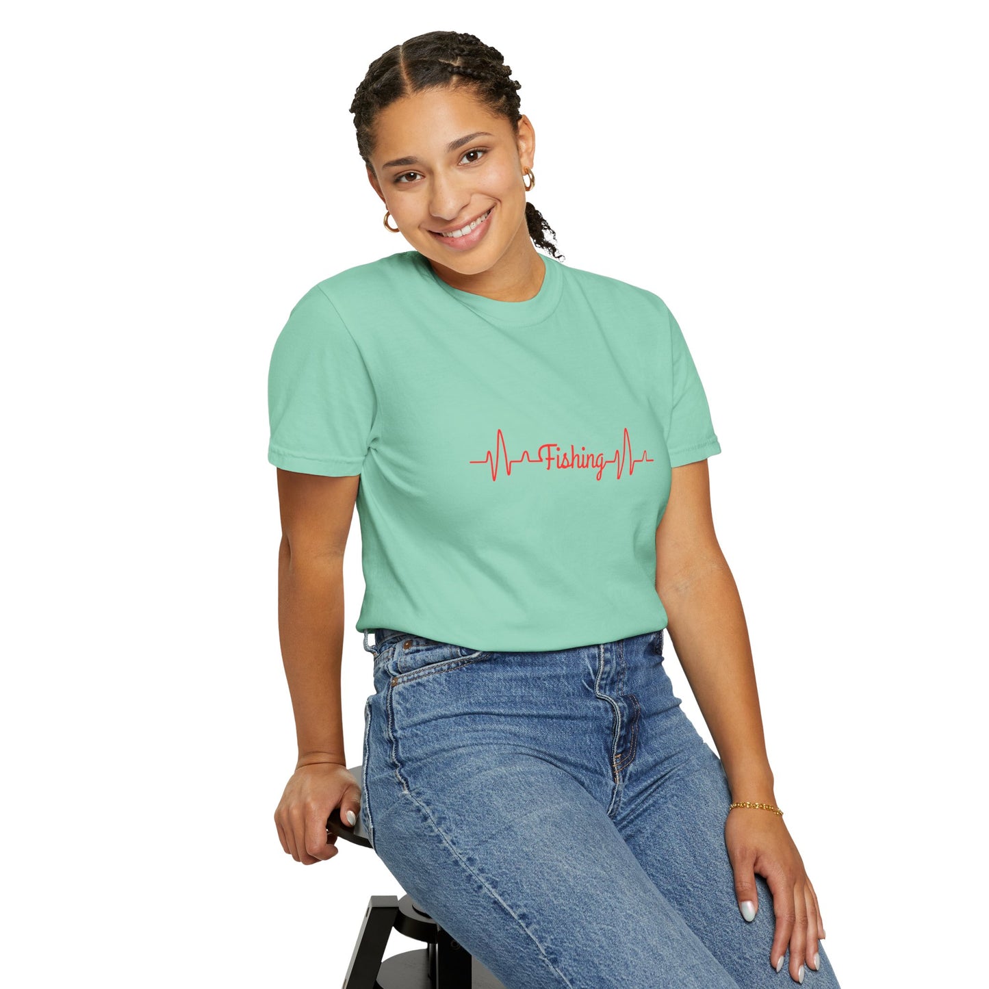 "Fishing Heartbeat" Unisex Garment-Dyed T-Shirt