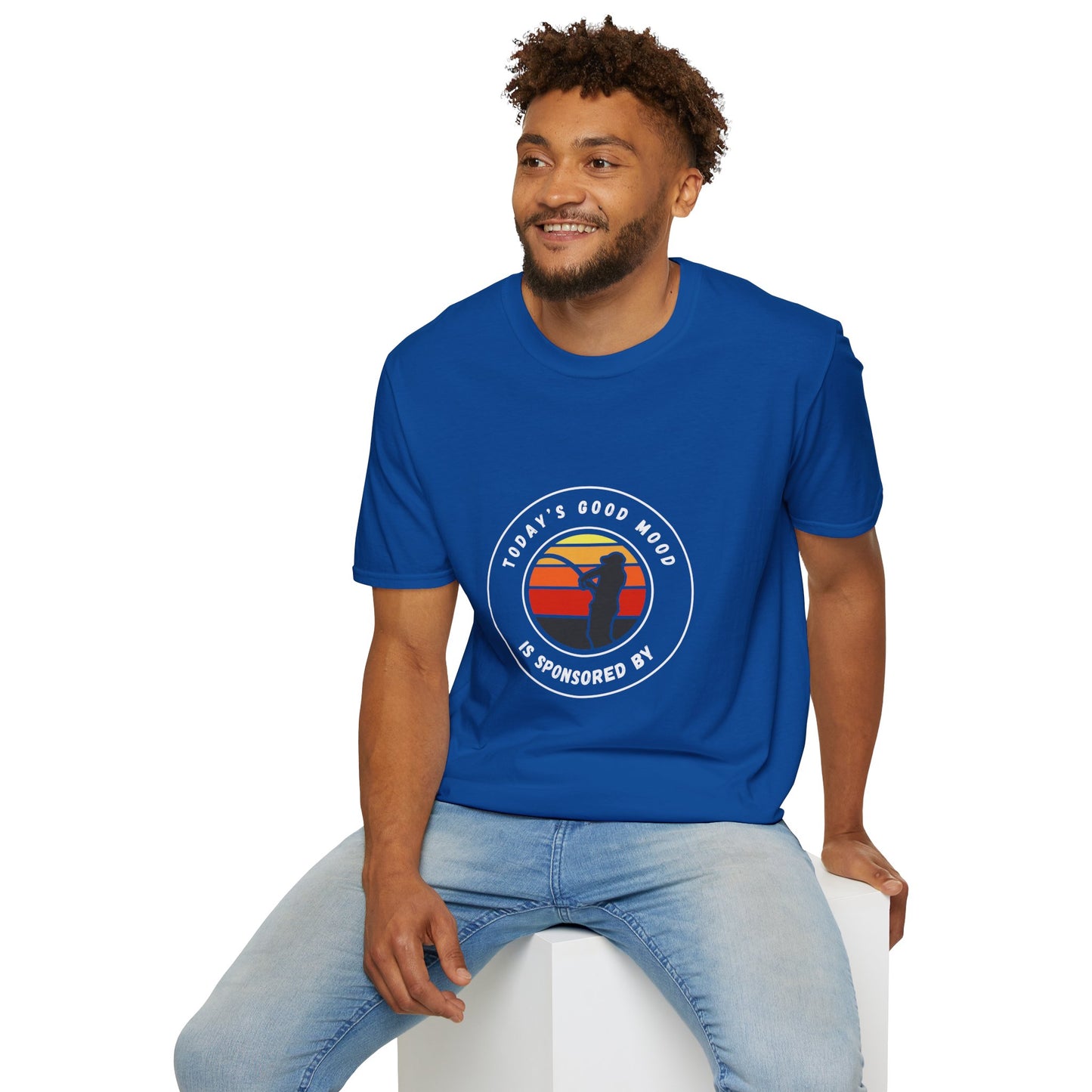 "Today's Good Mood Is Sponsored By Fishing" Unisex Softstyle T-Shirt.