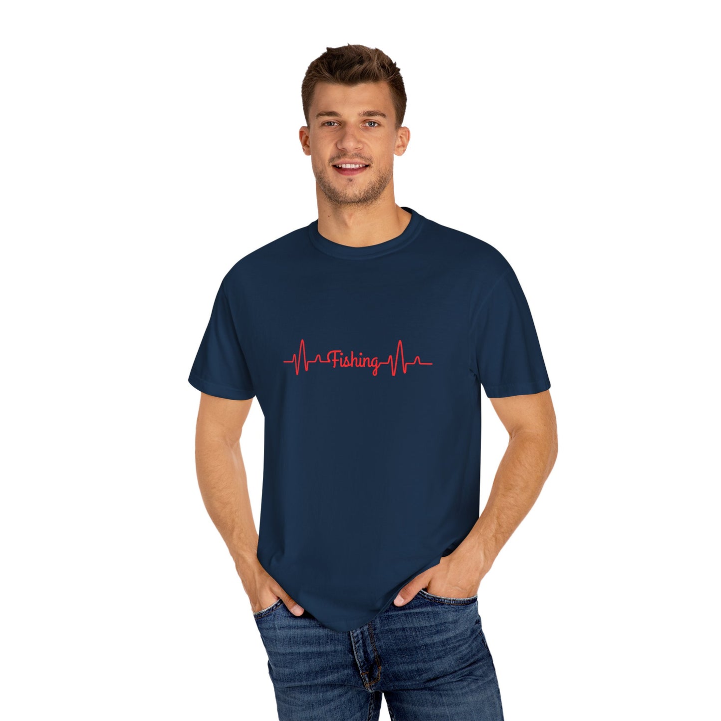 "Fishing Heartbeat" Unisex Garment-Dyed T-Shirt