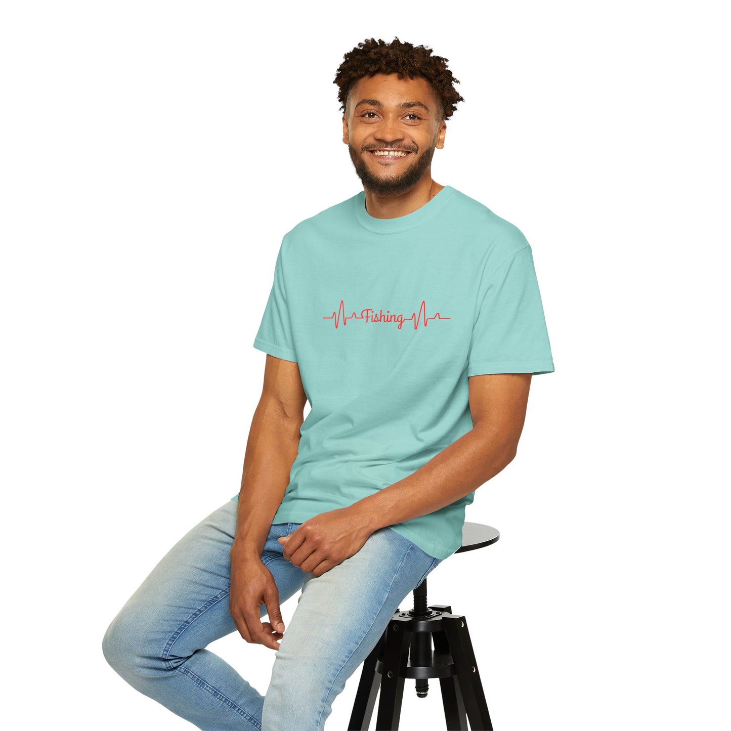 "Fishing Heartbeat" Unisex Garment-Dyed T-Shirt