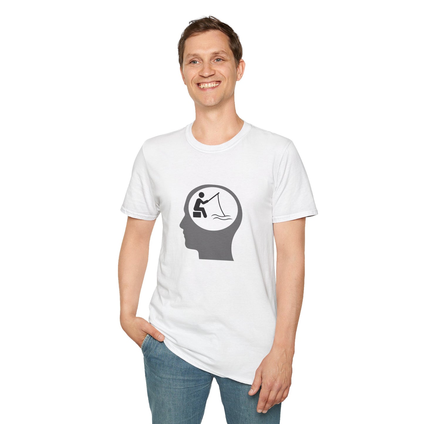 "Fishing On The Brain" Unisex Softstyle T-Shirt. #fishing #fish #fisherman #boating #boats #outdoors #creek #lake #bass