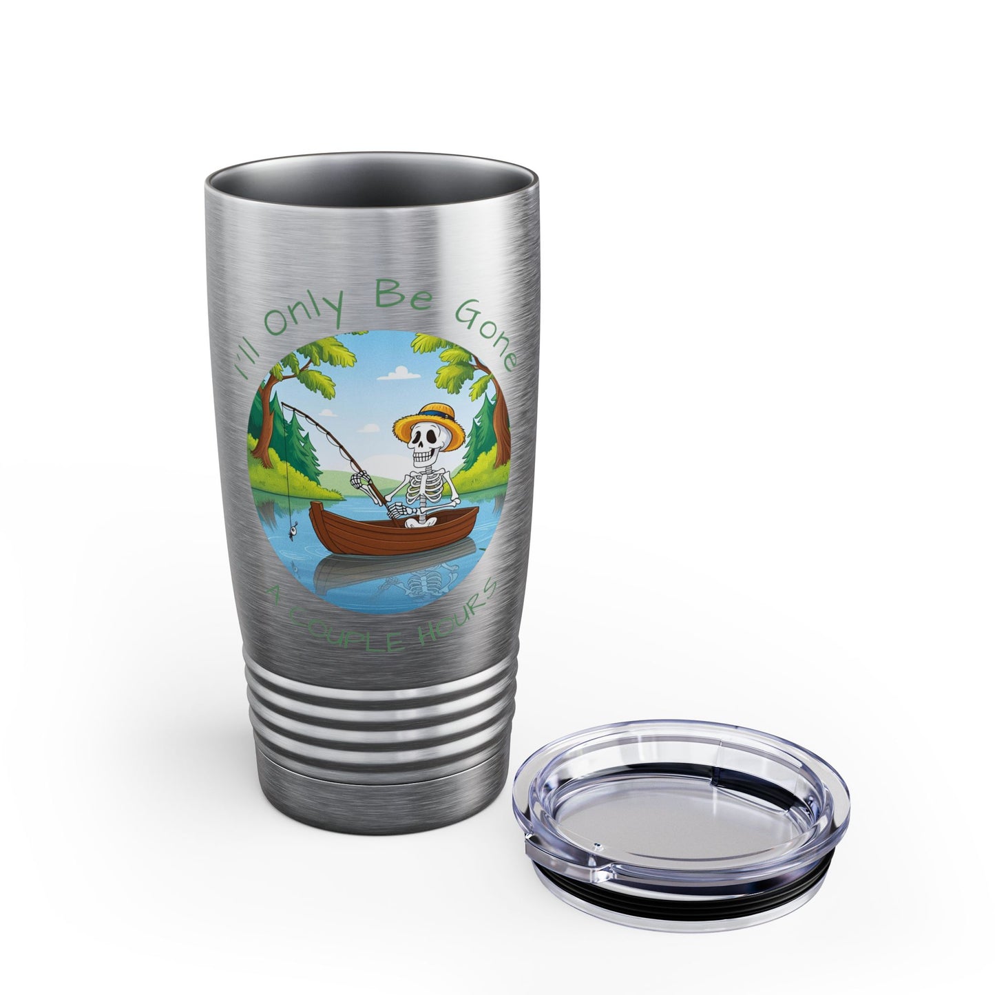 "I'll Only Be Gone A Couple Hours" Fishing Theme - 20oz Insulated Travel Mug for Outdoor Enthusiasts
