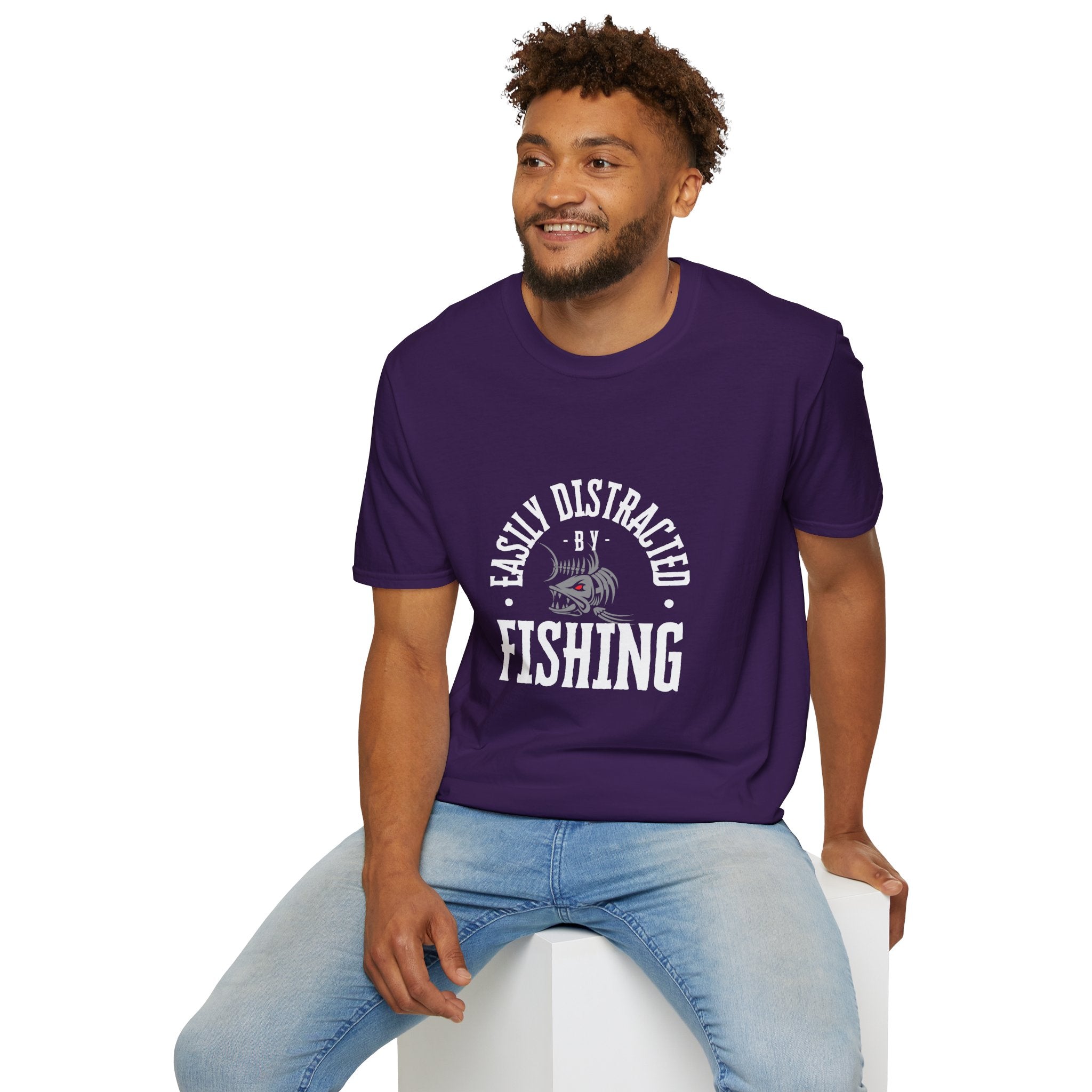 "Easily Distracted by Fishing" Unisex Softstyle T-Shirt