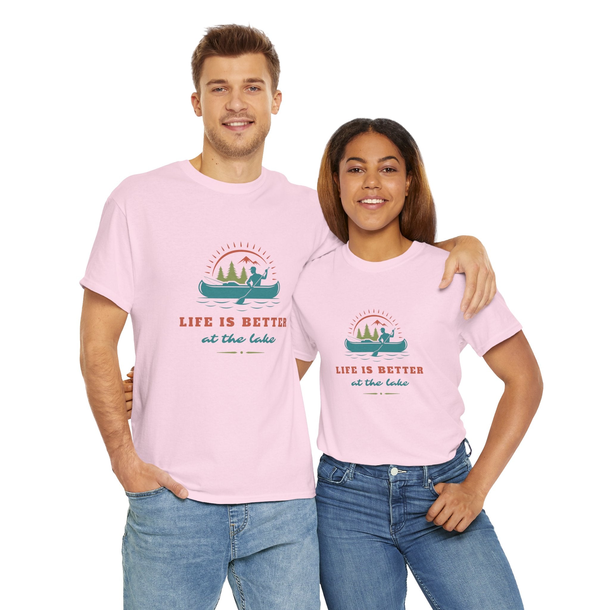 Life is Better at the Lake Unisex Heavy Cotton T-Shirt - Comfortable Outdoor Shirt